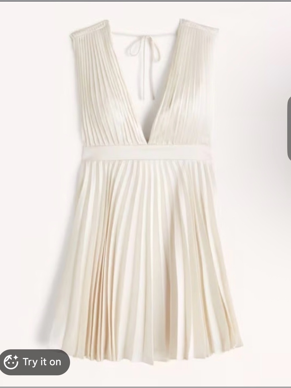 Abercrombie & Fitch Cream Pleated V-Neck Mini Dress